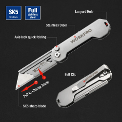 WORKPRO Folding Utility Knife: Durable & Precise Cuts
