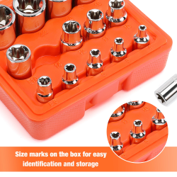 ValueMax 14ピース E-Torx ソケットセット (1/4インチ、3/8インチ、1/2インチドライブ用)