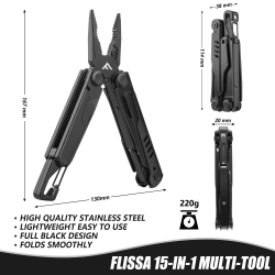 FLISSA 15-in-1 マルチツールプライヤー（キャンプ＆サバイバル用）
