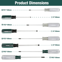 WORKPRO 8-delige schroevendraaierset - magnetische punten en zachte grip