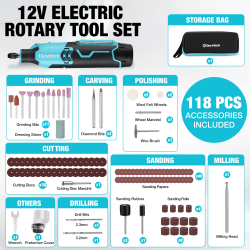 Zestaw narzędzi obrotowych DURATECH bezprzewodowych: 12 V, 35 000 obr./min. Moc i wszechstronność