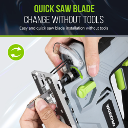 Wyrzynarka WORKPRO 850W: wydajne cięcie bezprzewodowe drewna i metalu