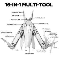 スイステック 16-in-1 マルチツール：アウトドアに最適なポータブルツール
