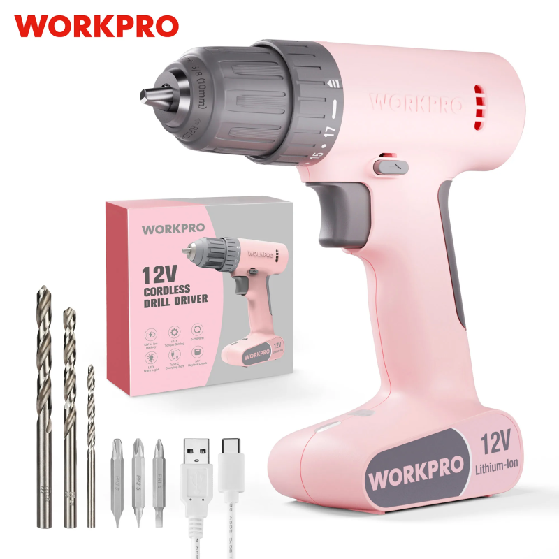 ชุดสว่านและไขควงไร้สาย WORKPRO 12V - การเจาะที่แม่นยำและทรงพลัง