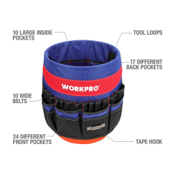 WORKPRO 5-Gallon Bucket Tool Organizer: 51 Pockets