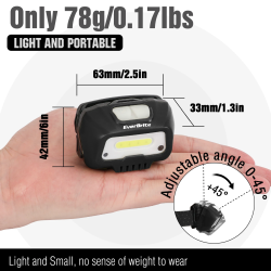 EverBrite oplaadbare hoofdlamp: 6 standen, bewegingssensor