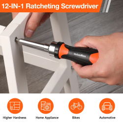 ValueMax 12 in 1 Ratcheting Screwdriver Set - Magnetic & Precision